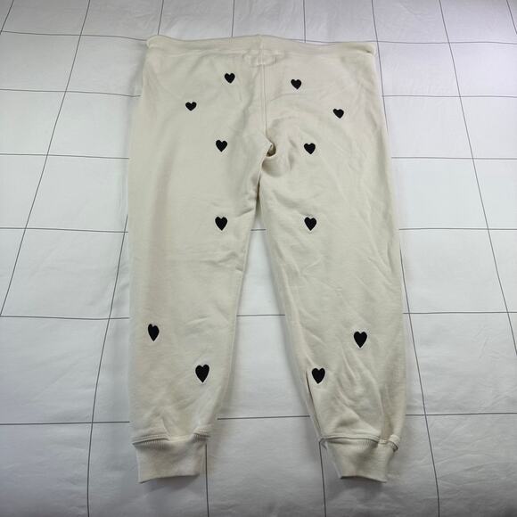 The Great Pants Womens Small Cream Heart Embroidered Crop Jogger Sporty Casual - Picture 3 of 12